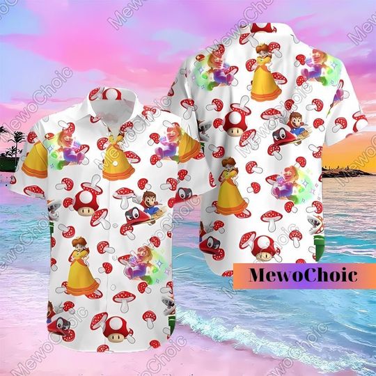 Super Mario Hawaiian Shirt, Mario Princess Daisy Shirt, Mario And Luigi