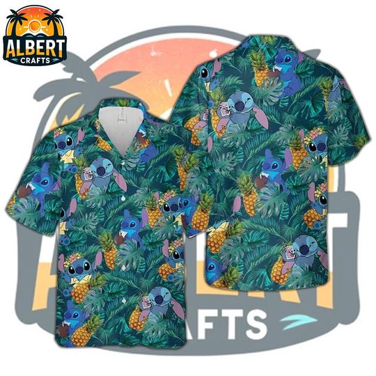 Stitch Summer Shirts, Stitch Hawaiian Shirt, Funny Stitch Beach Shirt