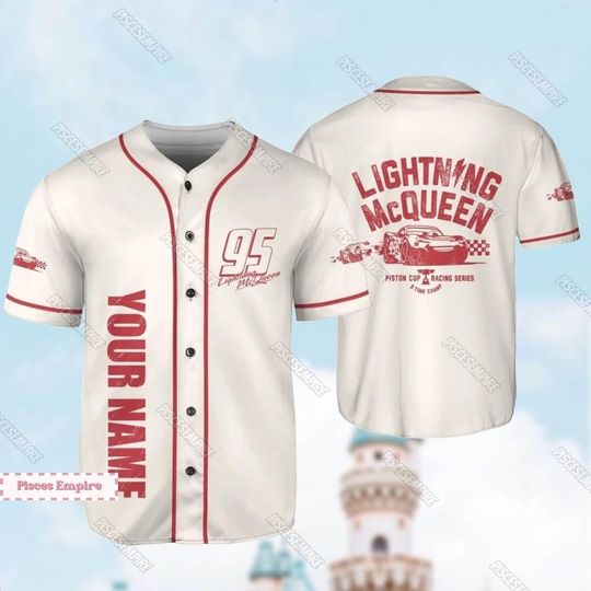 Lightning Mcqueen Shirt, Disney Cars Baseball Jersey, Cars Movie Jersey, Custom Name Shirt