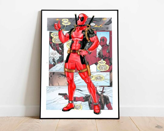 Deadpool download print, digital superhero poster