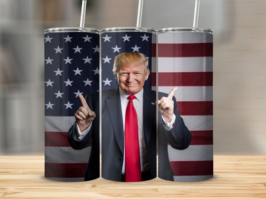 Patriotic Trump Supporter Tumbler, American Flag and President Tribute Travel Cup