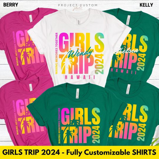 Custom Girls Trip 2024 Shirts Personalized Girl Vacation Weekend Matching Tshirts Beach Summer Vacay Mode Tees Girl Gang Group T-shirts Gift