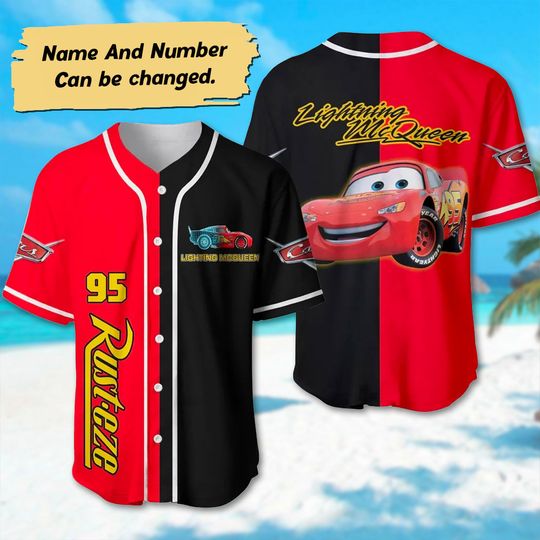 Custom Lightning McQueen Baseball Jersey, McQueen Baseball Jersey Shirt