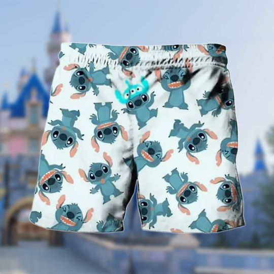 Funny Blue Dog Beach Shorts, Series Movie Beach Shorts