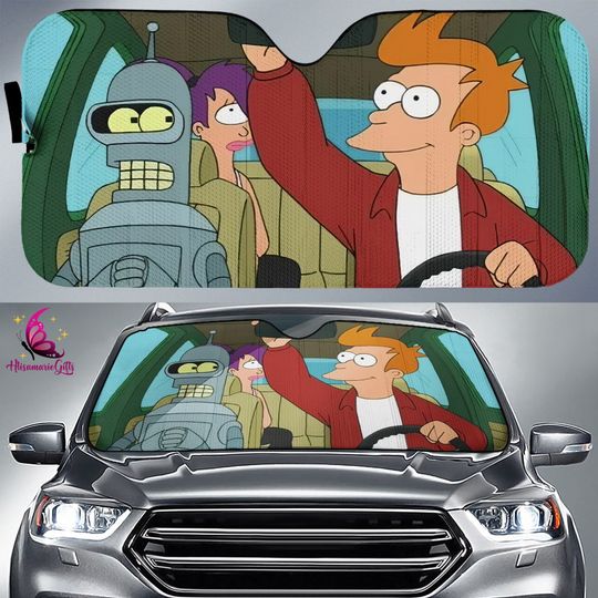 Futurama Philip J Fry Car Sunshade | Futurama Cartoon Gift
