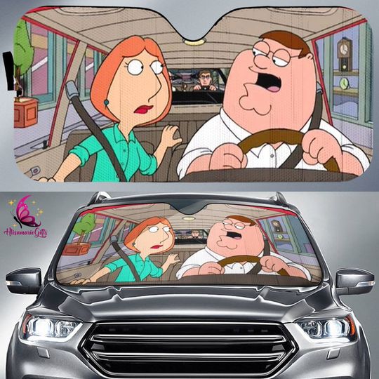 Peter Griffin And Lois Griffin Car Sun Shade, Funny Family Guy Car Sunshade