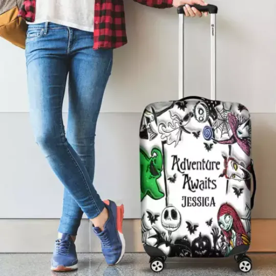 Personalized Jack & Sally Nightmare Adventure Awaits Luggage Cover