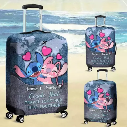 Personalized Angel Stitch Couple That Travel Together Luggage Cover