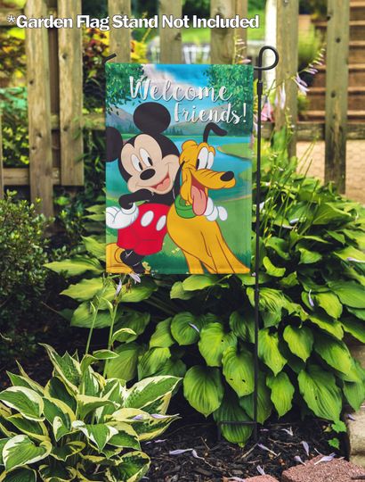 Disney, Disney Mickey & Pluto Welcome Friends Garden Flag
