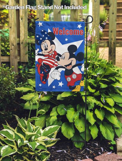 Disney Mickey and Minnie USA Welcome Garden Flag