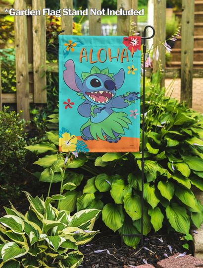 Disney Stitch Tropical Aloha Garden Flag
