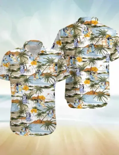 Funny BlueyDad Hawaiian Shirt, BlueyDad Family Beach Shirt, BlueyDad Tropical Summer Shirt