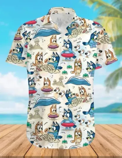 Funny BlueyDad Hawaiian Shirt, BlueyDad Family Beach Shirt, BlueyDad Tropical Summer Shirt