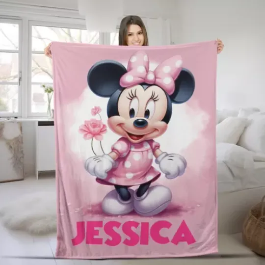 Personalized Disney Minnie Mouse Minnie Mickey Plush Fleece Blanket Minnie Mouse