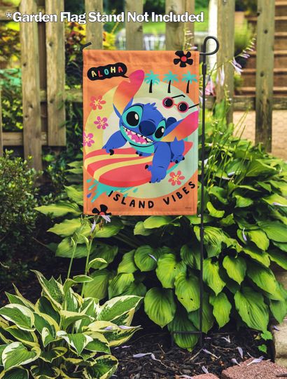 Disney Island Vibes Stitch Garden Flag