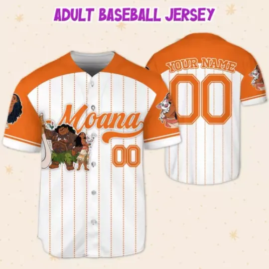 Personalized Moana Fantasy Adventure Movie Fans Gift Baseball Jersey Shirt