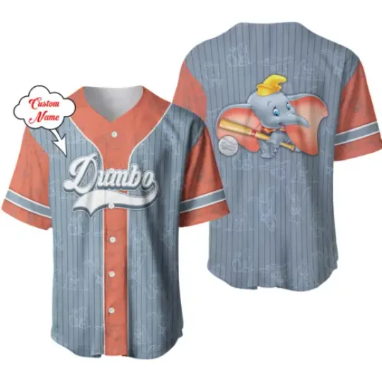 Personalized Play Baseball Dumbo Elephant Baseball Jersey Shirt