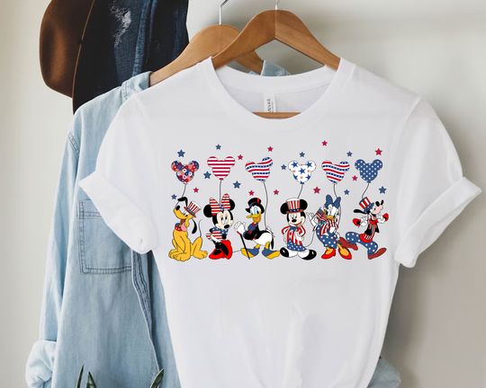 4th Of July Shirt, Mouse And Friends 4th Of July Shirt, Red White And BlueyDad Shirt