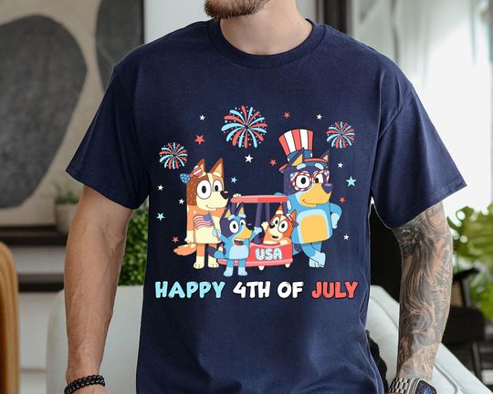 Retro BlueyDad 4th of July shirt, White Red BlueyDad | BlueyDad Fourth Of July Shirt