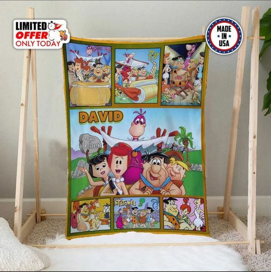 The Flintstones Characters Custom Movie Kids Cartoon Fleece Blanket, Kid Birthday Gift