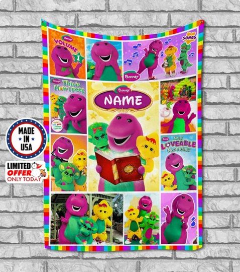 Barney and Friends, Barney the Dinosaur Custom Fleece Blanket, Christmas Gift For Kids