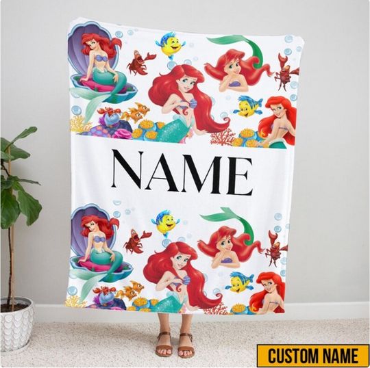 Princess Ariel The Little Mermaid Custom Name Disney Fleece Blanket