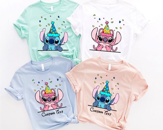 Stitch And Angel Birthday Shirt, Matching Birthday Party Shirt, Customize Birthday Shirt