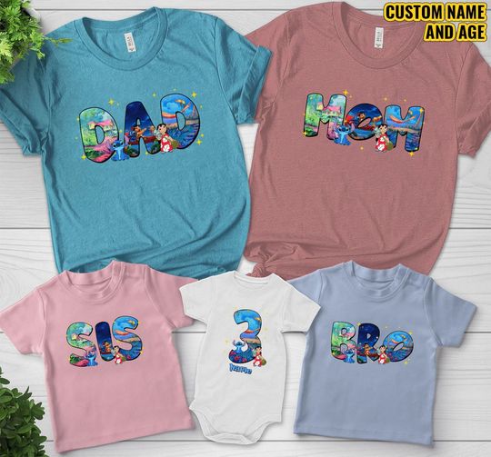 Customized Stitch Birthday Shirt, Disney Family Matching Shirt, Lilo and Stitch Matching Shirt
