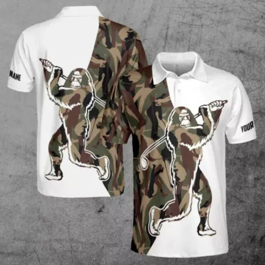 Men Disc Golf Custom Name Blue Camo Disc Golf Basket Men's Polo Shirt