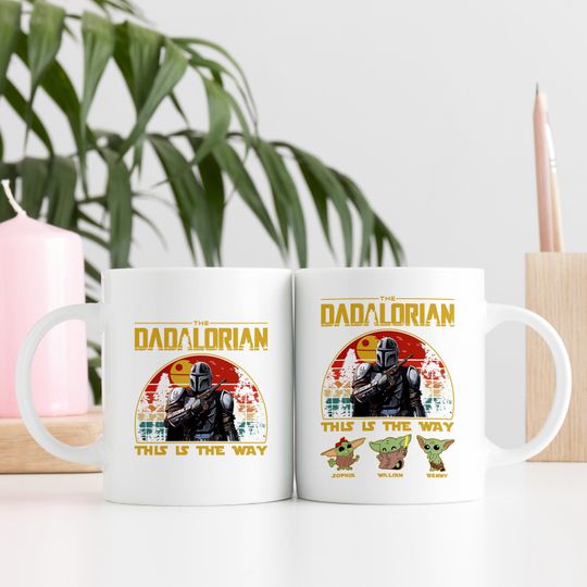 Personalized Dadalorian Mug, Custom Father's Day Mug With Kid Names, Dad Mug, Best Dad In the Galaxy