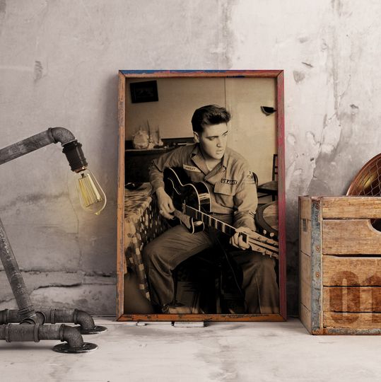 Elvis Presley Poster, Retro Music Legend Wall Art, Kraft Paper