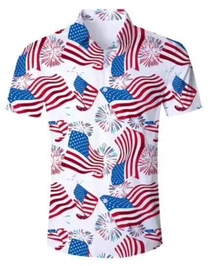 Fanient 4th of July Shirts for Men American Flag