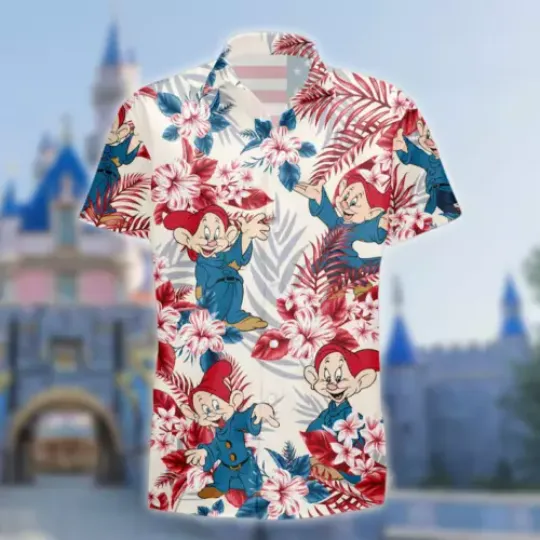 Blue Red Dwarf 4th July Hawaiian Shirt, Floral Dwarf Fourth Of July Hawaii Shirt