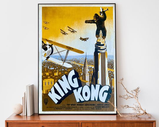 Vintage King Kong Movie Poster, Retro Film Poster, Cinema Room Art, Cool Home Decor