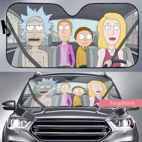 Rick And Rickandmorty Car Sunshade, Rick And Rickandmorty Sun Visor  Cartoon