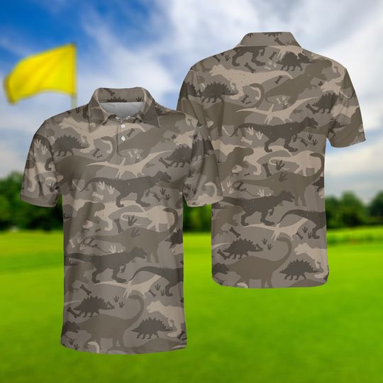 Dinosaur Men Golf Polo Shirt, Dinosaur Men Polo Shirt, Dinosaur Lover Gift