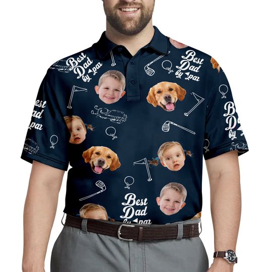 Best Dad By Par- Personalized Polo Shirt with Face, Great Gift for Dad, Father