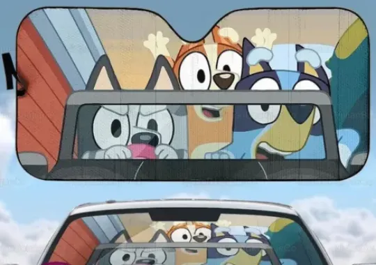 BlueyDad Car Sun Shade, BlueyDad Sunshade, BlueyDad Car Decor, BlueyDad Auto Sunshade