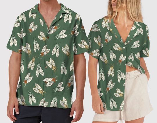 Discover Cicada Concert Tour 2024 Hawaiian Shirt Illinois Cicada Broods Button Up Shirt, Insect Bug Hawaii Shirt Nature Lover Gift
