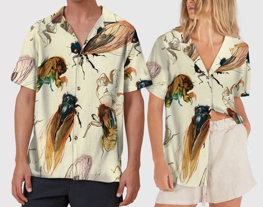 Cicada Concert Tour 2024 Hawaiian Shirt Year of Cicada Button Up Shirt Insect Bug Shirt, Brood Summer Hawaii Shirt