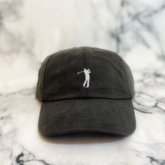 Golfer embroidered Hat with leather adjustable strap, dad gift ideas, golfer cap, golfer hat