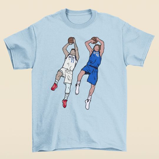 Dirk Nowitzki and Luka Doncic Fade Away T-Shirt