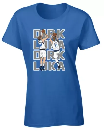 Luka Doncic Dirk Nowitzki Shooting Text Pic Women's T-Shirt