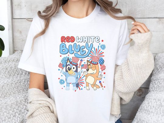 Red White BlueyDad T Shirt - Cute BlueyDad Shirt - 4th of July Shirt for Woman Man