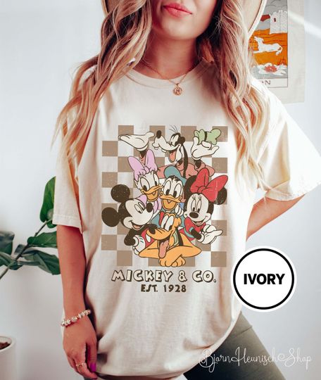 Discover Vintage Checkered Mickey Friends Shirt, Mickey and Co Shirt, Minnie Mouse Checkered, Disney Checkered Shirt