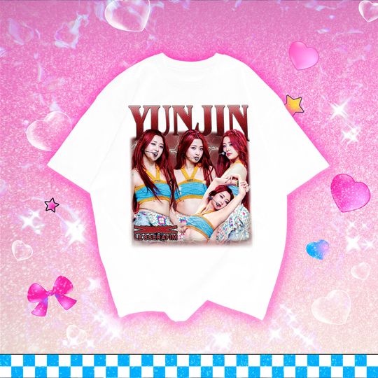 Yunjin Le Sserafim T-shirt, Le Sserafim Easy Album Shirt, Vintage Le Sserafim Kpop Chaewon, Yunjin, Kazuha, Eunchae, Sakura Shirt