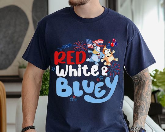 Retro BlueyDad 4th of July shirt, White Red BlueyDad | BlueyDad Fourth Of July shirt