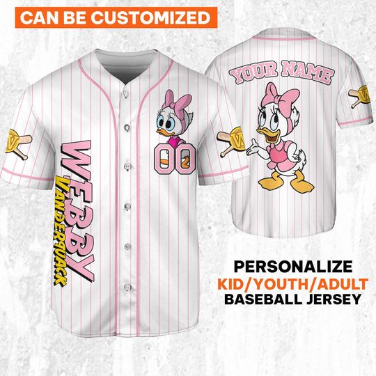 Personalized Disney Ducktales Webby Classic Binding Baseball Jersey