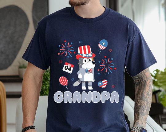 Retro BlueyDad Grandpa 4th of July shirt, BlueyDad Family Matching shirt