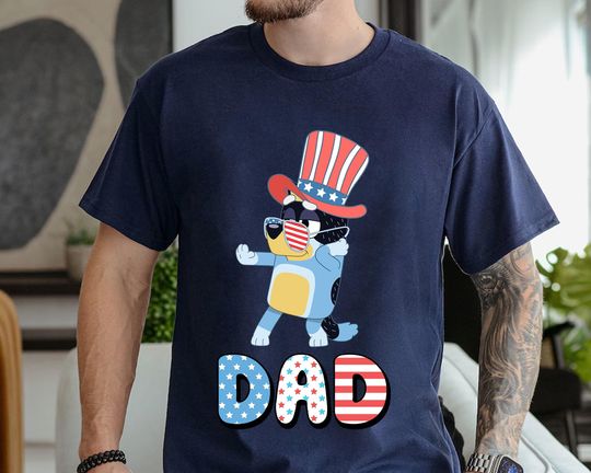 Retro BlueyDad 4th of July shirt, BlueyDad Family Matching shirt